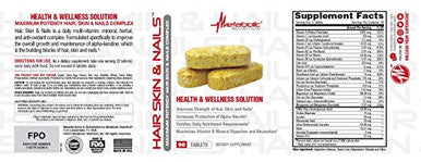 Metabolic Nutrition Hair Skin & Nails Maximum Potency Health And Wellness Solution 90 Tablets
