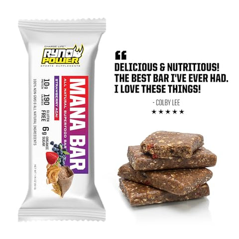 Ryno Power Mana Protein Bar Caddy (12 Servings) 'Strawberry Acai'