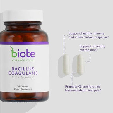 Biote Nutraceuticals - Bacillus Coagulans - Gut + Digestive (60 Capsules)