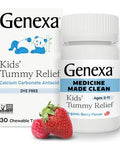 Genexa Kids' Clean Dye Tummy Reliefheartburn Acid Indigestion Sour Stomach Chewable Antacid0% Artificial Additives Children'S Calcium Carbonate Organic Berry Flavor 30Ct