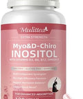 Mulittea Myoinositol & Dchiro Supplement For Women 14In1 Liposomal Inositol With Folic Acidomega3 & Multivitamin For Hormone Balancesupport Ovarianskin & Mood 40:1 Vegan 120 Capsules