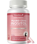 Mulittea MyoInositol and DChiro Supplement for Women 14in1 Liposomal Inositol with Folic AcidOmega3 and Multivitamin for Hormone BalanceSupport OvarianSkin and Mood 40: 1 Vegan 120 Capsules