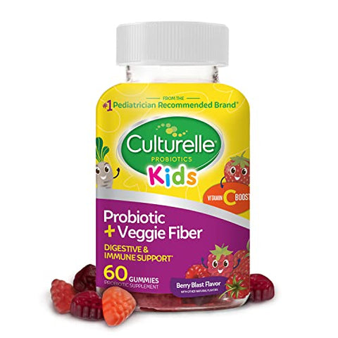 Culturelle Daily Probiotic For Kids Veggie Fiber Gummies (Ages 3 ) - 60 Count & Kids Chewable Daily Probiotic For Kids Ages 3 30 Count