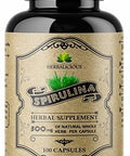 Herbalicious Spirulina Capsules-Natural Daily Superfood Supplement-Blue Green Algae Extract with B Vitamins Iron Amino Acid&Antioxidants to Support Immune System Function Total Body Cleanse 100pcs