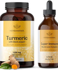 Herbamama Turmeric And Super Immune Mushroom Kit - Bundle Of 1500 Mg Turmeric Curcumin Capsules & Super Immune Mushroom Complex Tincture - Vegan Non Gmo Sugar & Alcohol- - 2 Pack