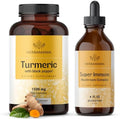Herbamama Turmeric And Super Immune Mushroom Kit - Bundle Of 1500 Mg Turmeric Curcumin Capsules & Super Immune Mushroom Complex Tincture - Vegan Non Gmo Sugar & Alcohol- - 2 Pack