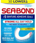 Sea-Bond Denture Adhesive Seals Original Lowers Zinc-Free All-Day-Hold Mess-Free 30 Count Pack Of 7