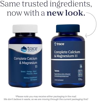 Trace Minerals Complete Calcium and Magnesium 1: 1 Dietary Supplement for Bone Health and Energy Support Mineral Supplement to Aid Immune Health Formula with Sea Minerals 120 Tablets (30 Servings)