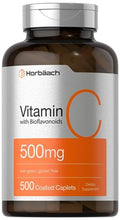 Horbaach Vitamin C 500mg 500 Caplets with Bioflavonoids and Rose Hips Supplement for Women and Men Vegetarian NonGMO and Gluten Free