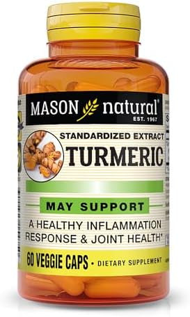 Mason Natural Turmeric Healthy Inflammatory Response Improved Joint And Muscle Health Herbal Supplement 60 Veggie Caps