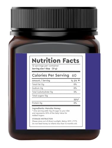 Manuka Honey MGO 265+, Genuine Raw New Zealand Honey, Multi-Functional Health honey Manuka, Non-GMO Superfood,Unpasteurized,Daily Wellness Support - 250g (8.82 Oz)