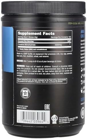 Animal Micronized Creatine Monohydrate Powder Unflavored 1.1 Lb (500 G)