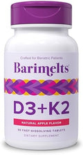 Barimelts Vitamin D3 + K2-90 Fast-Dissolving Tablets (3-Month Supply) - Bariatric Vitamins For Women With Vitamin D3 5000 Iu And K2 As Mk-7, Natural Apple Flavor