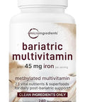 Micro Ingredients Methylated Bariatric Multivitamin With 45Mg Iron For Women & Men 240 Veggie Capsules 23-In-1 Essential Vitamins With D3 K2 Zinc & More No Fillers Non-Gmo