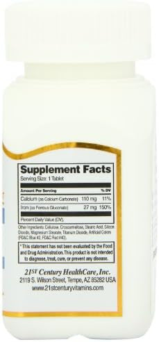 21St Century Iron 27 Mg Ferrous Gluconate Tablets 110 Count (Pack Of 2)