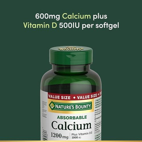 NatureS Bounty Absorbable Calcium 1200Mg Plus Vitamin D3 1000Iu 200 Count