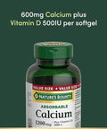 Nature's Bounty Absorbable Calcium Plus Vitamin D3 1000Iu 1200Mg 200 Count
