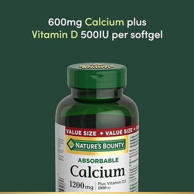 Nature's Bounty Absorbable Calcium Plus Vitamin D3 1000Iu 1200Mg 200 Count