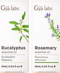 Gya Labs Eucalyptus Essential Oil For Diffuser & Rosemary Oil For Hair Set - Aromatherapy Grade Essential Oils Set - 2X0.34 Fl Oz - Gya Labs