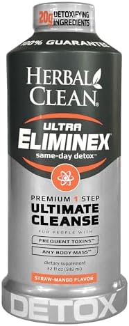 Herbal Clean Same Day Ultra Eliminex Detox Cleanse Drink (32 Fl Oz) Dragon Fruit Flavor Full Body Cleanse Detox Drink With Milk Thistle Seed For High Toxin Vitamin B12 For Men & Women
