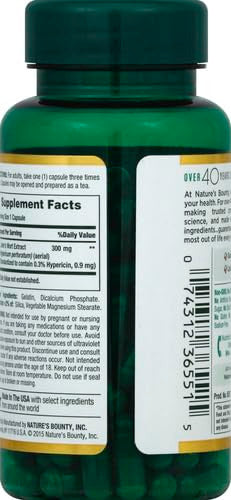 Nature's Bounty St. John S Wort 300Mg Capsules Herbal Health Supplement Promotes A Positive Mood 100 Capsules