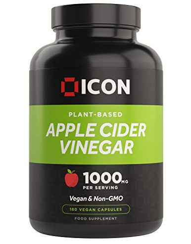 ICON Nutrition Apple Cider Vinegar Capsules - 1000mg Per Serving 90 Day Supply - 180 Count
