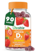 Vitamin D Gummies for Adults 5000 IU Great Tasting D3 Vitamin Immune Support and Healthy Bones Vitamin D Supplement for Men Women 90 Gummies Lifeable