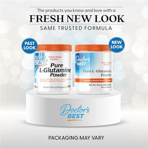 Doctor'S Best Doctors Best Pure L Glutamine Powder Supplement For Men & Women - L-Glutamine 5G Per Serving Amino Acid Support Supports Muscle Mass & Strength Non-Gmo Gluten Free Soy Free Vegan 10.6 Oz