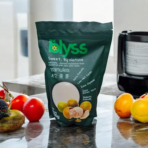 Blyss Natural Zero-GI Monk Fruit Sweetener - 1kg Granular, Keto & Diabetic Friendly, Sugar Substitute, Erythritol Blend, Vegan, Low Carb, Zero Aftertaste