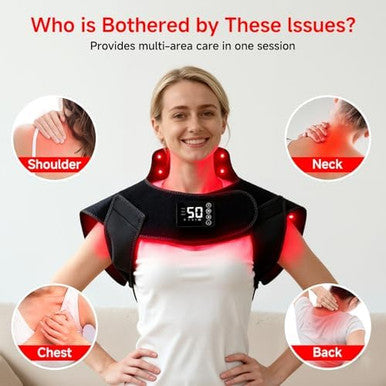 Cutiskrave Red Light Therapy For Neck Shoulder Rechargeable Infrared Light Therapy Device For Body With Massage And Timer Wearable 660Nm&850Nm Red Light Therapy Wrap Pads For Body At Home 150 Lights