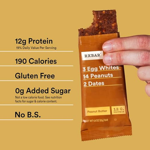 RXBAR Protein Bars, Protein Snack, Snack Bars, Peanut Butter, 9.1oz Box (5 Count)