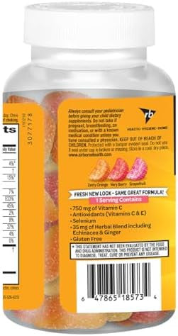 Airborne Assorted Fruit Flavored Gummies 42 Count 750Mg Of Vitamin C And Minerals & Herbs Immune Support (Packaging May Vary) (Pack Of 3)