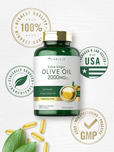 Carlyle Olive Oil Extra Virgin 2000mg | 120 Softgel Capsules | Cold Pressed | Non-GMO & Gluten Free Herbal Supplement
