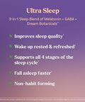 Natrol Ultra Sleep 3-In-1 100 Drug-Free Sleep Aid Blend With Melatonin Gaba & Botanicals Dietary Supplement Non-Habit Forming 30 Fast Dissolve Tablets