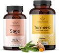 Herbamama Sage And Turmeric Kit - Bundle Of 1000 Mg Sage Leaf & Turmeric Curcumin Capsules - Vegan Non-Gmo Gelatin- - 2 Pack