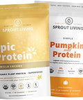 Sprout Living Protein Essentials Vanilla Lucuma & Pumpkin (Epic Protein Vanilla Lucuma And Simple Protein Pumpkin) Complete Organic Plantbased Protein Powders