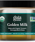 Gaia Herbs Golden Milk Supplement Powder Made With Organic Turmeric Curcumin Black Pepper Ashwagandha Dates Cardamom And Vanilla For An Ayurvedic Cup Of Natural Calm 4.3 Oz (35Day Supply)