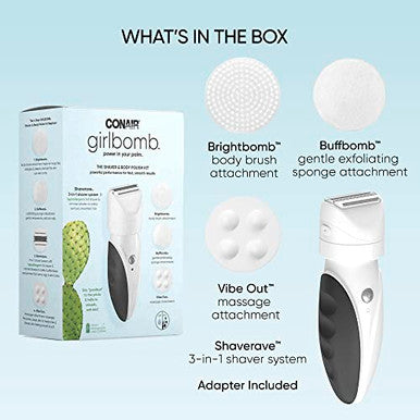 Conair Girlbomb Shaver For Women And Body Buffer Wet/Dry Lithium Ion Rechargeable