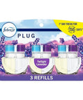 Febreze Plug In Air Freshener Odor-Fighting Scented Oil Refill Air Fresheners For Home And Bathroom And Kitchen Long Lasting For Strong Odors Twilight Lavender Scent 0.87Oz Refills 3 Count