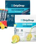 Dripdrop Hydration Electrolyte Powder Packets Watermelon Berry Orange Lemon & Zero Sugar Lemon Lime 64 Count