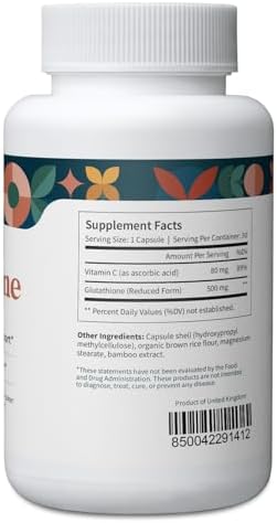 Pattern Wellness Glutathione Supplement - Active Reduced Glutathione Formula With Added Vitamin C - Cell Antioxidant + Immune Health Support - 30 Vegan Capsules