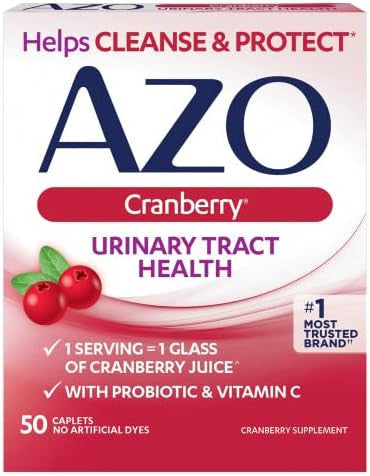 Azo Cranberry Urinary Tract Health 100 Softgels & 50 Caplets 1 Serving = 1 Glass Cranberry Juice Sugar Pacran