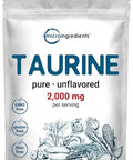 Micro Ingredients Taurine Powder Supplement 1 Kg 2000Mg Per Serving Unflavored 100 Pure Easily Absorbed Free Form Essential Amino Acids For Exercise Energy & Heart Support