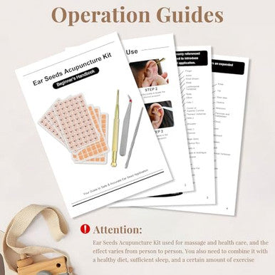 Goclimber Ear Seeds Acupuncture Kit Auricular Sticker Kit With Ears Seed Acupressure Ear Chart Acupuncture Pen Tweezers 1080Pcs