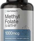 Horbaach Methyl Folate Supplement 1000 mcg 200 Capsules 5MTHF Folic Acid NonGMO Gluten Free Methylfolate