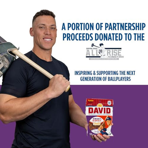Aaron Judge Limited Edition DAVID Seeds, Sweet & Spicy Jumbo Sunflower Seeds, Bold Flavor, 8g Protein per Serving, Father's Day Baseball Snack for Dad, 5.25 oz (Pack of 12)
