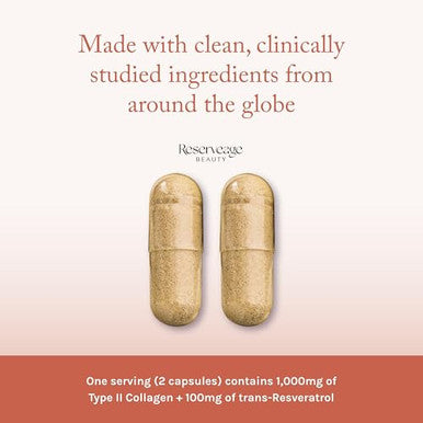 Reserveage Beauty Collagen Booster Collagen Supplement for Skin Care and Joint Health Supports Healthy Collagen Production for Men and Women 120 Capsules 60 Servings