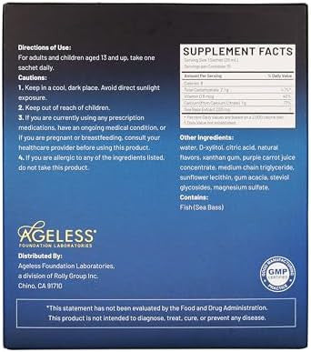 Ageless Liquid Calcium For Adults With Sea Bass Extract And Vitamin D8 - High Absorption Bone Strength Supplements, Natural Flavor, Gluten-- 25 Ml (15 Count)