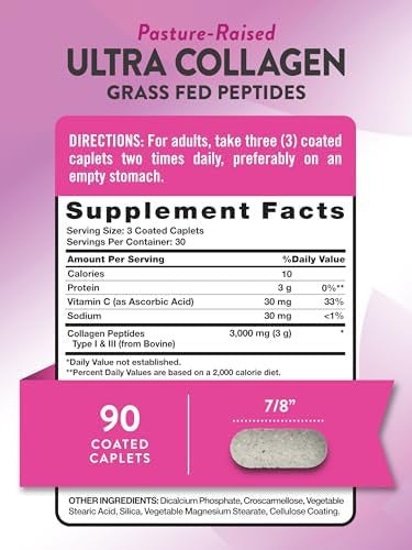 Nature'S Truth Collagen Peptides 90 Caplets Type 1 And 3 With Vitamin C Grass Fed, Non-Gmo And Gluten Pill Supplement