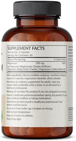 Futurebiotics Magnesium Glycinate 200 Mg Per Serving Chelated For High Absorption Gentle On Stomach Nongmo 60 Vegetarian Capsules